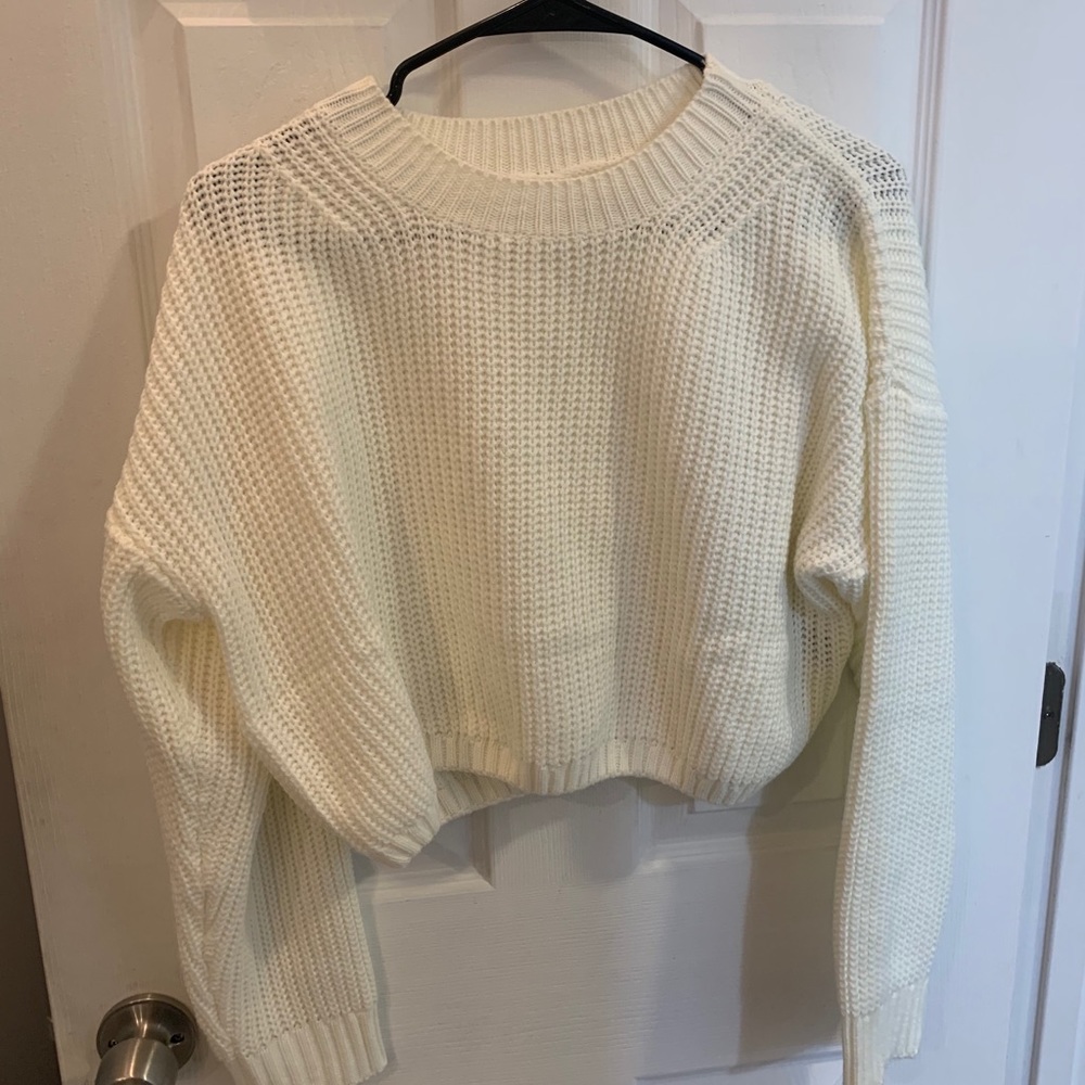 Shein cropped white sweater